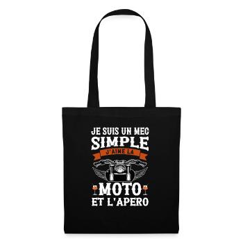 Je Suis Un Mec Simple J aime La Moto Et Apéro - Sac en tissu - noir - Devant
