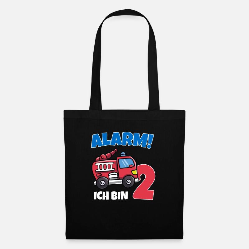 Ich bin 2 Feuerwehr Geburtstagsshirt 2. Geburtstag - Stoffbeutel - Schwarz