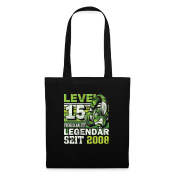 Level 15 freigeschaltet legendär seit 2008 - Stoffbeutel - Schwarz - Vorne