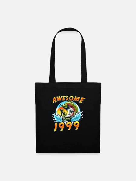 Awesome since 1999. Angel, Angler Geburtstag - Stoffbeutel - Schwarz