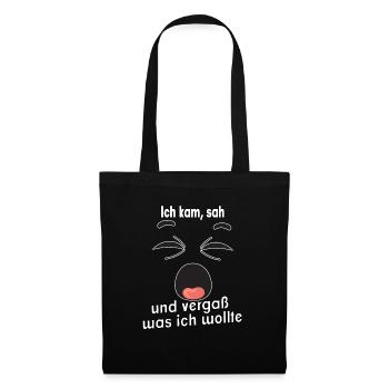 Ich kam, sah und vergaß was ich wollte. - Stoffbeutel - Schwarz - Vorne