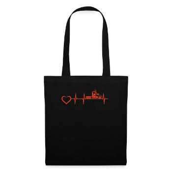 Trucking Trucker Heartbeat Heart Truck Driver Hear - Stoffbeutel - Schwarz - Vorne