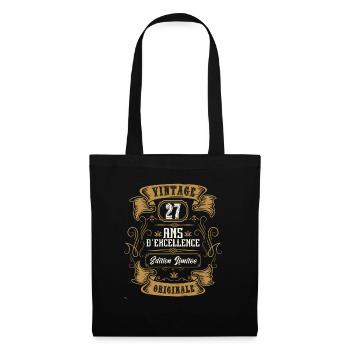 Vintage 27 ans, Idée cadeau d'anniversaire 27 ans. - Sac en tissu - noir - Devant
