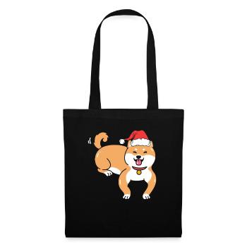Shiba Inu Japanischer Hund Liebhaber Welpen Pfote Weihnachten - Stoffbeutel - Schwarz - Vorne