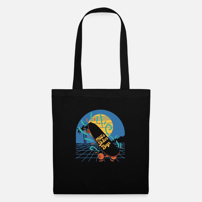 Skateboard Retro 60s Board Wheels Surf - Tote Bag - black