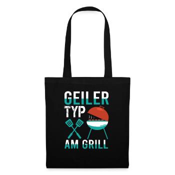 Geiler Typ Am Grill BBQ Sommer Grillen Barbecue - Stoffbeutel - Schwarz - Vorne