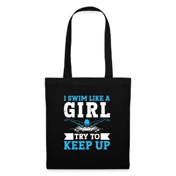 Schimmer Schwimmen Je nage comme une fille J’essaie de garder - Sac en tissu - noir - Devant
