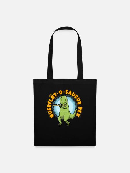 Querflöt-O-Saurus Rex Dinosaurier Querflöte - Stoffbeutel - Schwarz