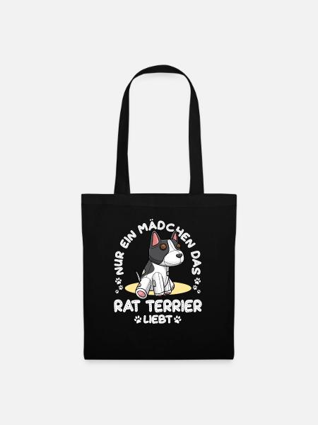 Rat Terrier Mädchen Plüschtier - Stoffbeutel - Schwarz