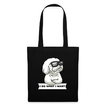 Bichon Frisé têtu Bichon bouclé - Sac en tissu - noir - Devant