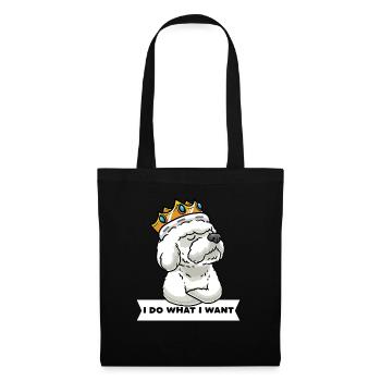 Bichon Frisé têtu Bichon bouclé - Sac en tissu - noir - Devant
