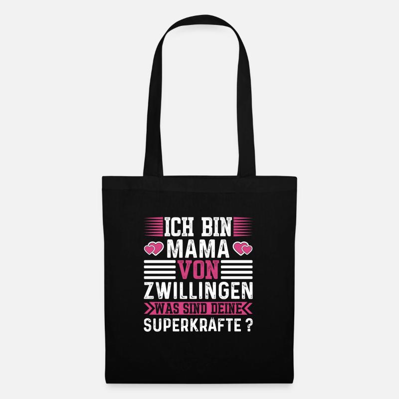 Ich Bin Mama Von Zwillingen,was Sind Deine Kräfte? - Stoffbeutel - Schwarz