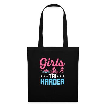 Girls Tri Harder Triathlete Triathlon - Stoffbeutel - Schwarz - Vorne