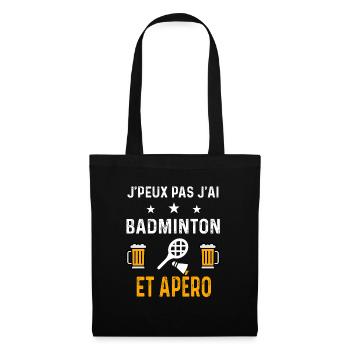 je peux pas j'ai badminton raquette et apéro sport - Sac en tissu - noir - Devant