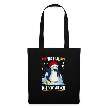 Egal Ich Geh Zocken Gaming Anti Weihnachts Shirt - Stoffbeutel - Schwarz - Vorne