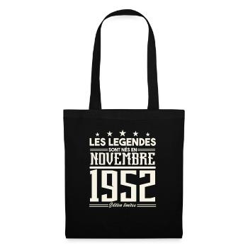 Les légendes sont nés en novembre 1952. - Sac en tissu - noir - Devant