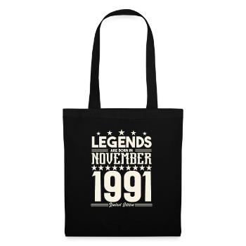 Legenden werden im November 1991 geboren.Geschenkjubiläum - Stoffbeutel - Schwarz - Vorne