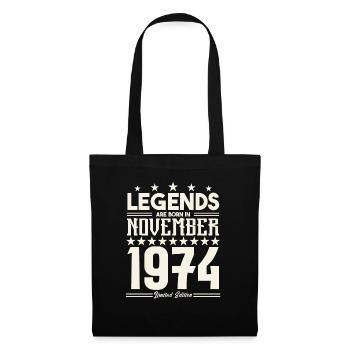 Legenden werden im November 1974 geboren.Geschenkjubiläum - Stoffbeutel - Schwarz - Vorne