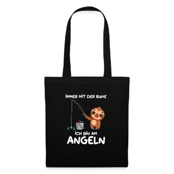 Immer mit der Ruhe ich bin am Angeln Faultier - Stoffbeutel - Schwarz - Vorne