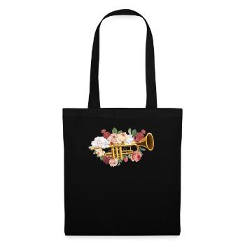 Trumpet Player Flower Floral Rose - Tote Bag - black - Front
