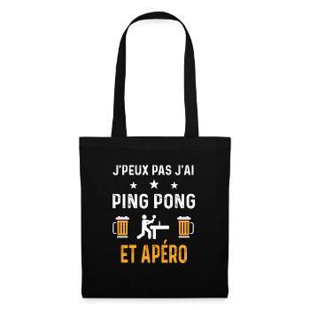 je peux pas j'ai ping pong et apéro ping pong - Sac en tissu - noir - Devant
