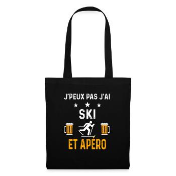 je peux pas j'ai ski skieur et apéro ski - Sac en tissu - noir - Devant