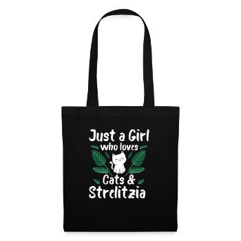 Just A Girl Who Loves Cats And Strelizie - Stoffbeutel - Schwarz - Vorne