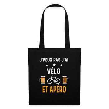 je peux pas j'ai vélo et apéro vélo - Sac en tissu - noir - Devant