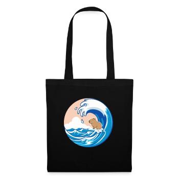 Wave Capybara Surfing Rodent Funny Animal Lover - Tote Bag - black - Front
