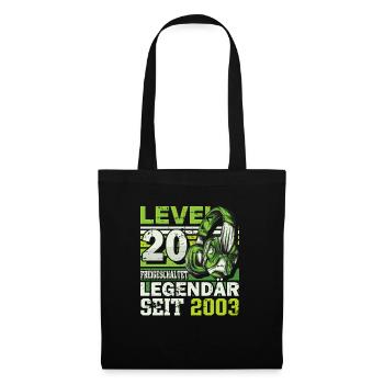 Level 20 freigeschaltet legendär seit 2003 - Stoffbeutel - Schwarz - Vorne