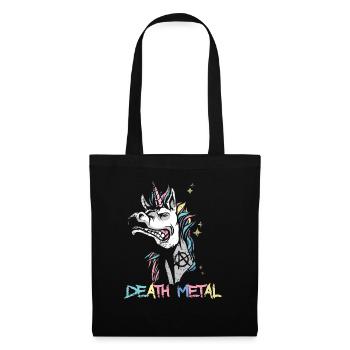 Death Metal Einhorn Musik Metal Head Rocker Heavy - Stoffbeutel - Schwarz - Vorne