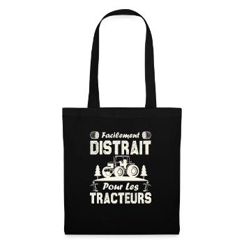 Facilement distrait. pour les tracteurs. - Sac en tissu - noir - Devant