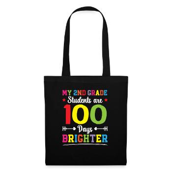 Joyeux professeur de 2e année du 100e jour d’école - Sac en tissu - noir - Devant