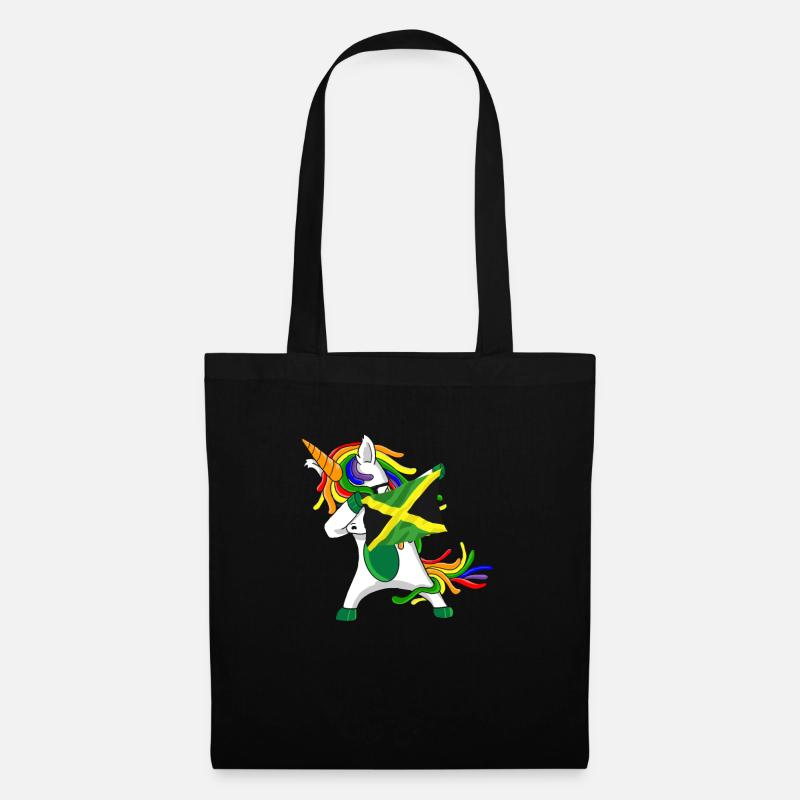 Dabbing Einhorn mit Jamaika Flagge Jamaikaner - Stoffbeutel - Schwarz