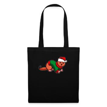 Wiesel Frettchen in Weihnachts Kostüm - Stoffbeutel - Schwarz - Vorne