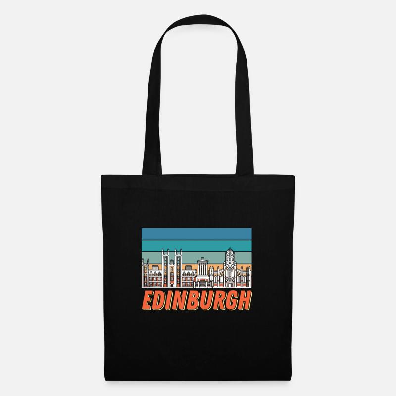Edinburgh Skyline Schottland Souvenir Schottischer - Stoffbeutel - Schwarz