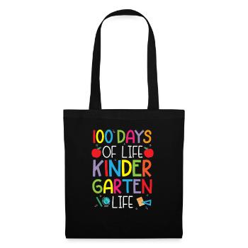 100 Tage Leben Kindergarten Leben Schule - Stoffbeutel - Schwarz - Vorne