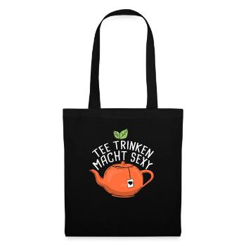 Lustiges gemütlich Bio Tee Trinker Spruch design - Stoffbeutel - Schwarz - Vorne
