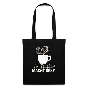 Lustiges gemütlich Bio Tee Trinker Spruch design - Stoffbeutel - Schwarz - Vorne