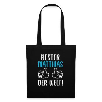 Matthias Vorname Name Geburtstag - Stoffbeutel - Schwarz - Vorne