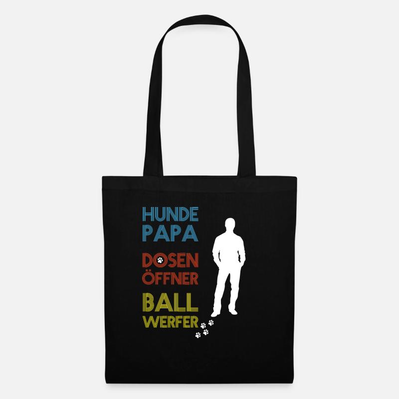 Hundepapa Dosenöffner Ballwerfer - Hunde Design - Stoffbeutel - Schwarz