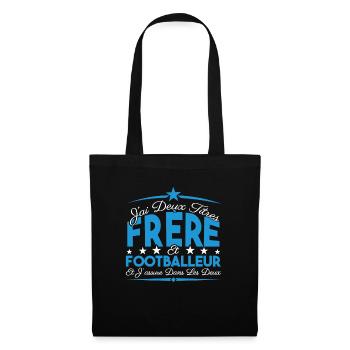 J'ai deux titres frère et Footballeur Cadeau frère - Sac en tissu - noir - Devant