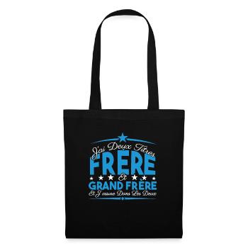 J'ai deux titres frère et Grand frère Cadeau frère - Sac en tissu - noir - Devant