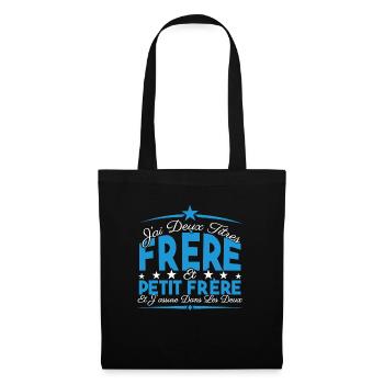 J'ai deux titres frère et Petit frère Cadeau frère - Sac en tissu - noir - Devant
