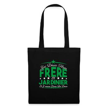 J'ai deux titres frère et Jardinier. Cadeau frère. - Sac en tissu - noir - Devant