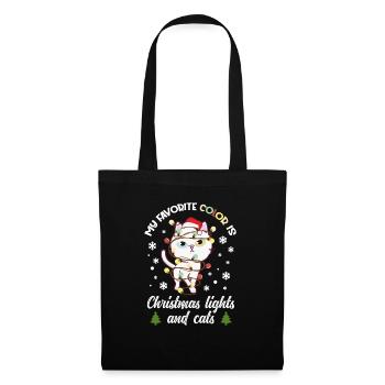 my favorite color is christmas lights and cats - Stoffbeutel - Schwarz - Vorne