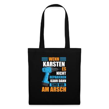 Karsten Vorname Name Geburtstag Reparieren - Stoffbeutel - Schwarz - Vorne
