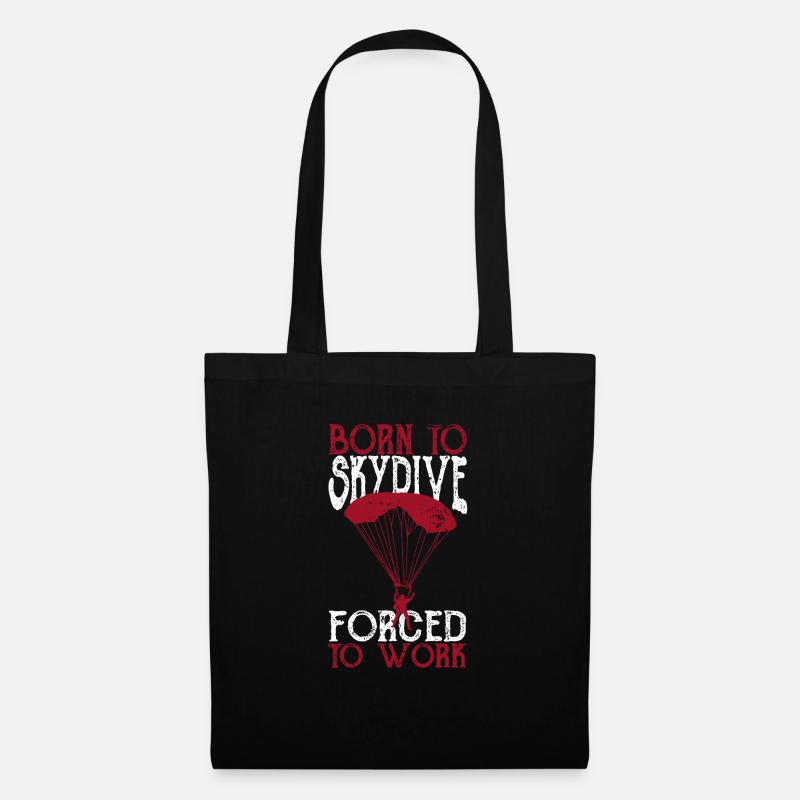 Born to skydive Forced to work - Tote Bag - black