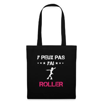 je peux pas j'ai roller cadeau rose - Sac en tissu - noir - Devant