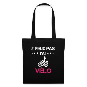 je peux pas j'ai vélo cyclisme cadeau rose - Sac en tissu - noir - Devant